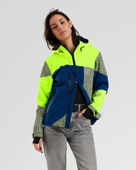 Veste vélo jaune à motifs banane respirante zip double ouverture mitaines intégrées