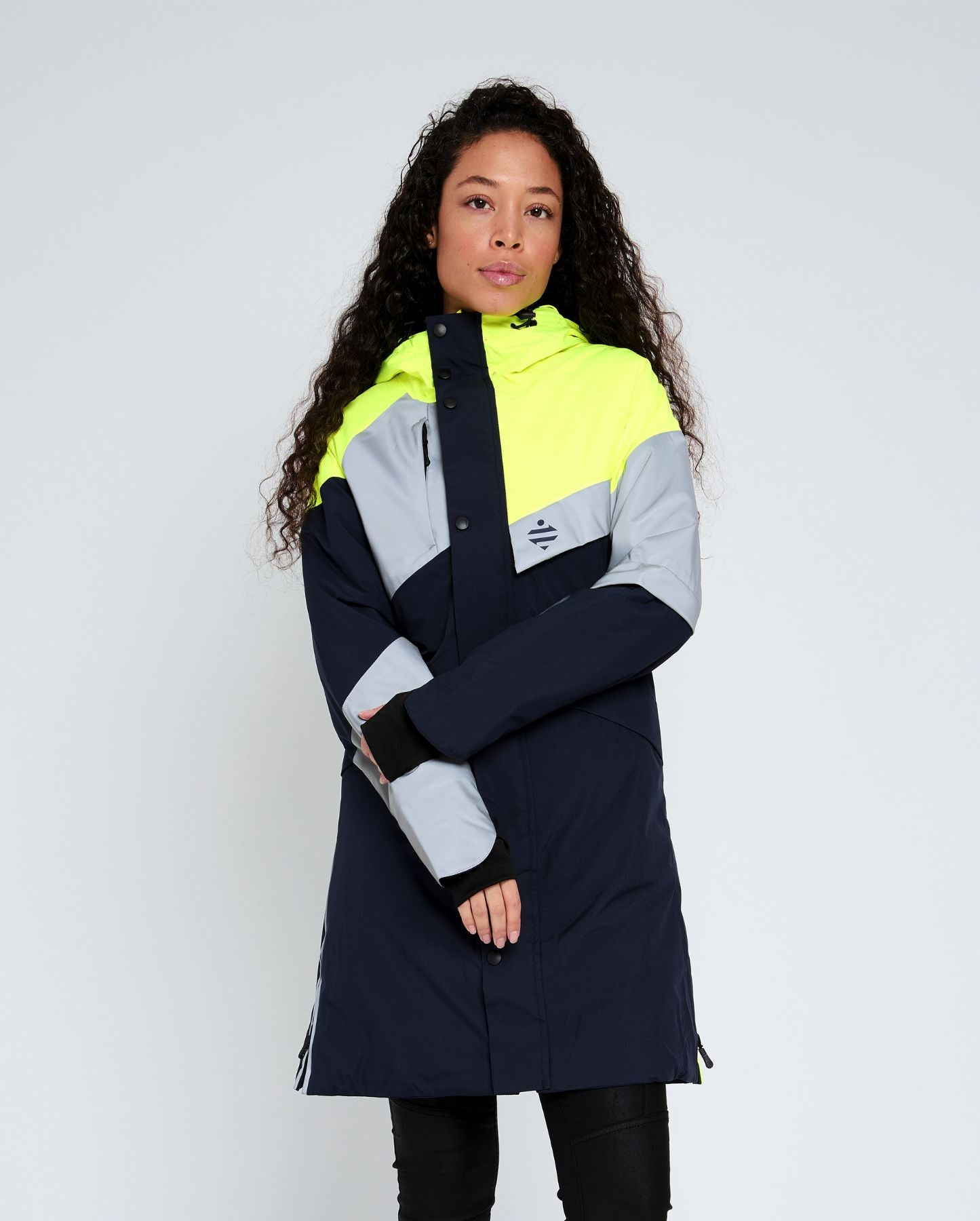 parka chaude femme jaune fluo bleue marine